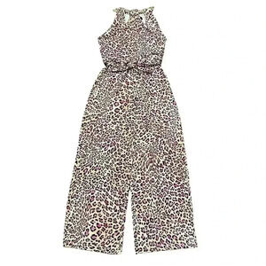 2/$12 Thalia Sodi Pantsuit XS Jumpsuit Pink Leopard Print Wide Leg Sleeveless